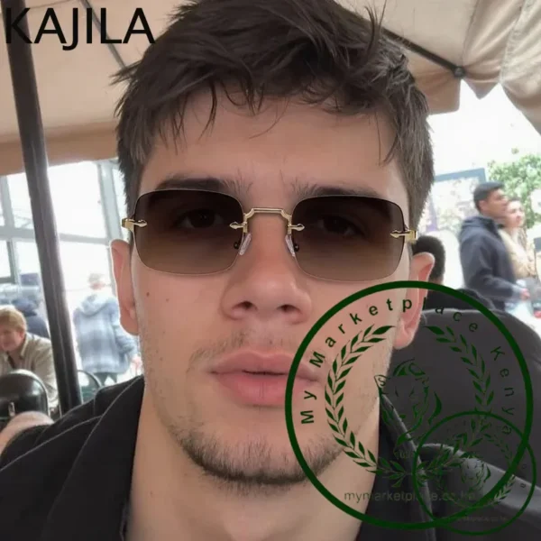 Small Frame Rectangle Rimless Punk Sunglasses Men 2025 Luxury Brand Vintage Metal Sun Glasses For Male Classic Shades UV400 - Image 5