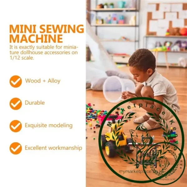 1Pc Miniature Sewing Machine Dollhouse Furniture Accessory Vintage Model House Decoration Mini Sewing Machine Wooden Material - Image 3