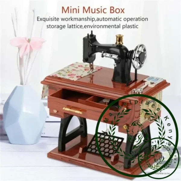 Portable Sewing Machine Sky City Retro Sewing Machine Gift Music Box 1pc - Image 2