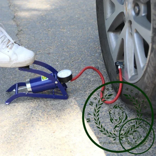 Bicycle Air Pump With Pressure Gauge Portable Foot-operated Road Mountain Bike Air Pump Valve For Motorcycle Electric Bicycle