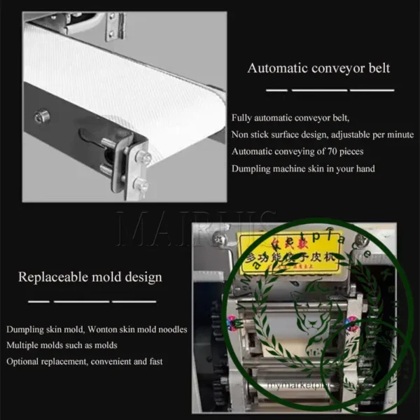 Automatic Imitation Handwork Dumpling Wrapper Machine Commercial Stainless Steel Noodle Press Dough Rolling Pasta Maker - Image 3