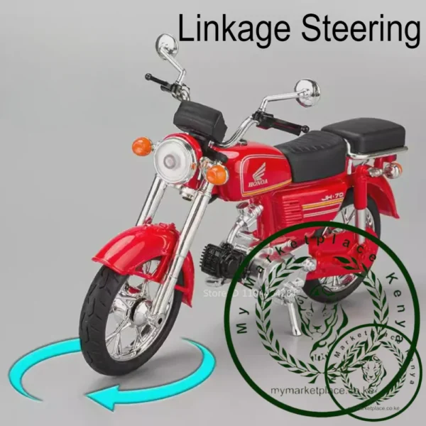 1:12 Honda JH-70 KX450 Alloy Motorcycle Diecast Model Car Toys Front Wheel Steering Rubber Tire Miniature Motorbike for Boy Gift - Image 4
