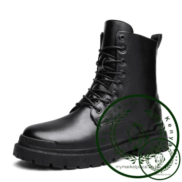 2025 Men's British-Style Chelsea Combat Boots Mid-Calf Leather Work Shoes Side Zipper Wide Fit Non-Slip Comfort Footwear for Men - Image 6