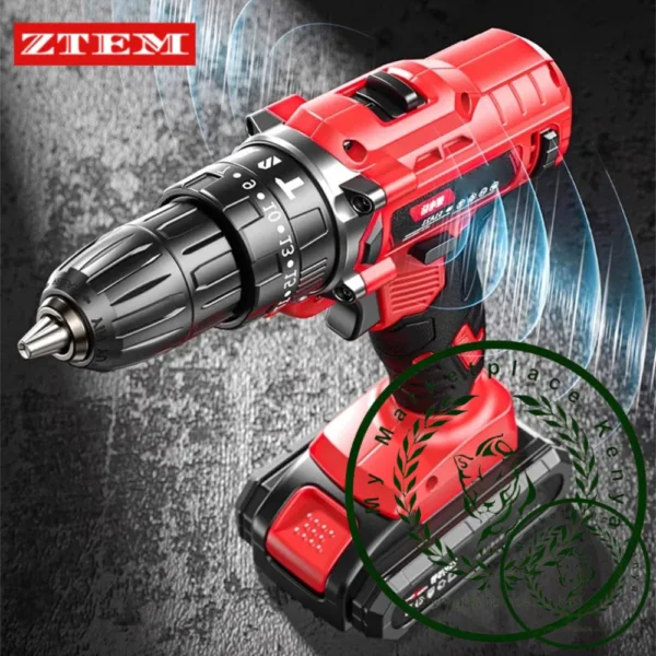 Powerful Electric Drill 2-in-1 Multifunctional Rechargeable Cordless Electric Screwdriver Dual Speed Impact Drill Power Tool Set