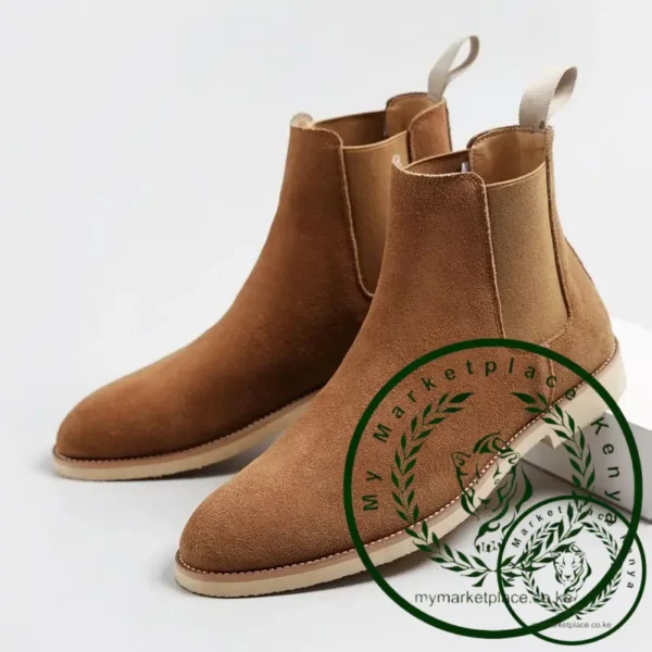 Man Retro Suede Genuine Leather Chelsea Boots Men Fashion Short Ankle Boot Casual British Style High-Top Shoes - Image 2