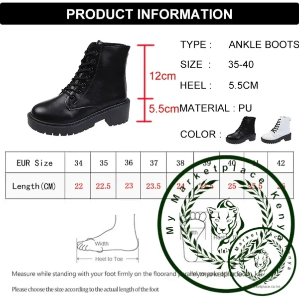 White Chunky Platform Boots Women shoes 2024 Back Zipper Pu Leather Ankle Boots Woman Punk Thick Bottom Motorcycle Botas Mujer - Image 6