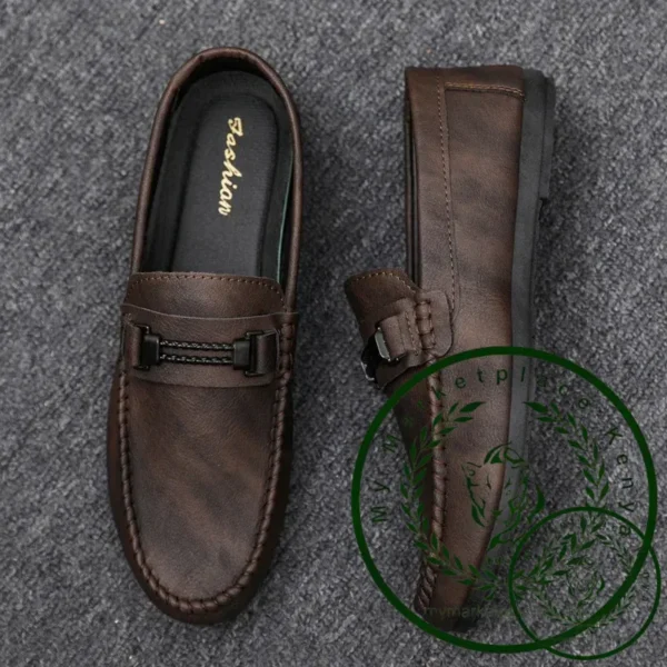 Men's Formal Summer Soft Sole Business Work Shoes Waterproof Lightweight Genuine Leather Men's Loafers Men's Flat Breathable