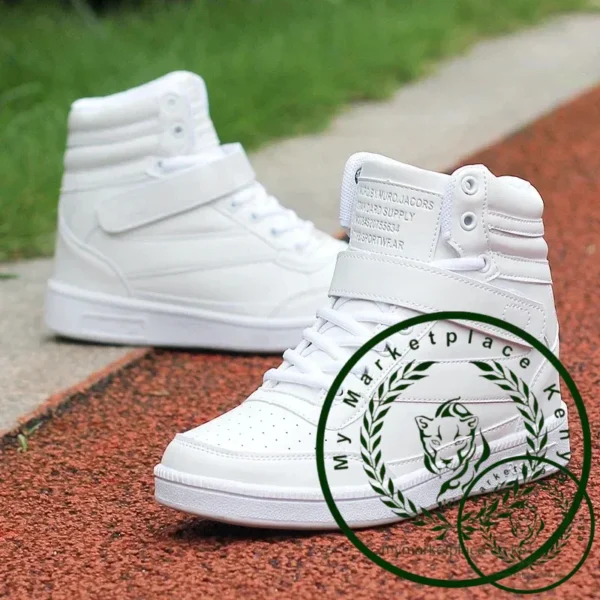 Brand Womens Breathable High Top Skateboard Shoes Casual Non-slip Sport Shoes Ladies Platform Hidden Increasing Leather Sneakers