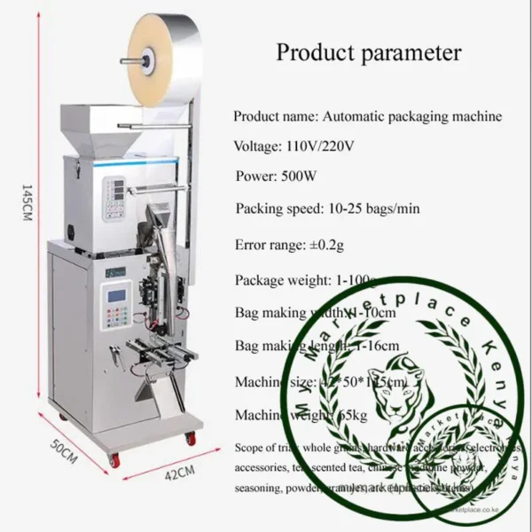 PBOBP Vertical Automatic Packaging Machine, Multifunctional Quantitative Filling Machine For Three Sided Granular Powder Tea - Image 2