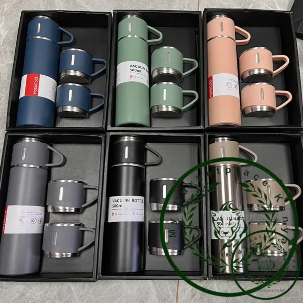 500ML Stainless Steel Vacuum Flask Gift Set Office Business Style Thermos Bottle Outdoor Hot Water Thermal Insulation Couple Cup