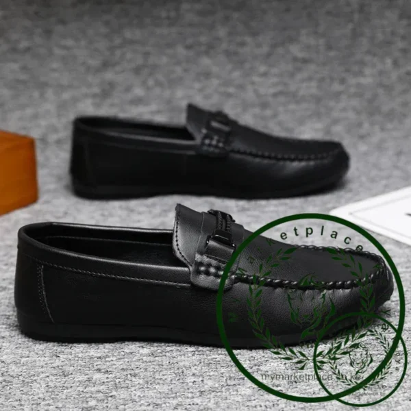 Men's Formal Summer Soft Sole Business Work Shoes Waterproof Lightweight Genuine Leather Men's Loafers Men's Flat Breathable - Image 4