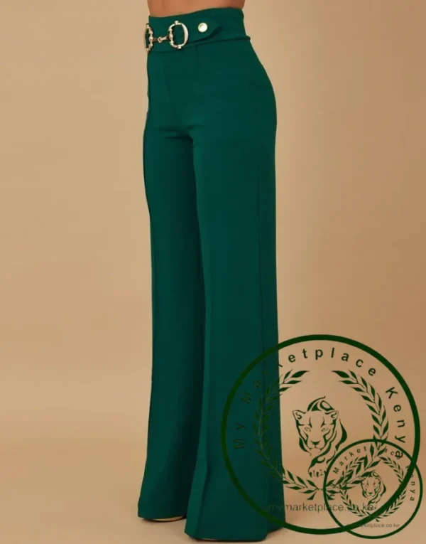 Women's fashionable and casual commuting straight leg pants 2024 autumn new button decoration high waist straight leg work pants - Image 2