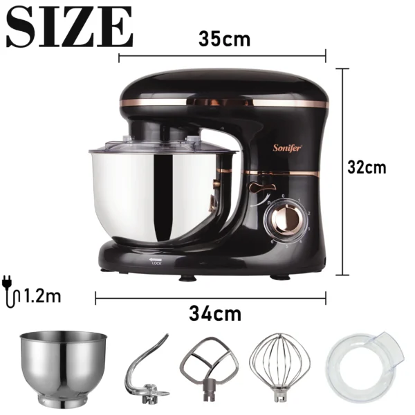 Stand Mixer Professional Kitchen Aid Food Blender Cream Whisk Cake Dough Mixers With Bowl Metal Gear Chef Machine Charm Sonifer - Image 6
