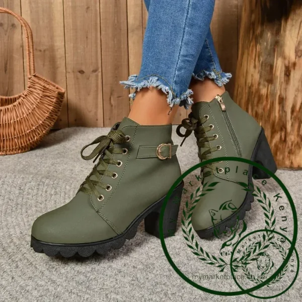 2024Women High Heel Ankle Boots Autumn Winter Booties Woman Fashion New Lady Shoes Brown Black Short Boot Female - Image 3
