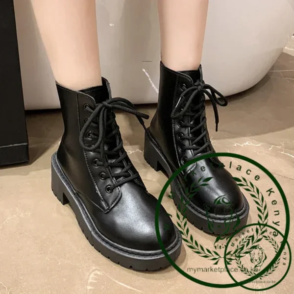 White Chunky Platform Boots Women shoes 2024 Back Zipper Pu Leather Ankle Boots Woman Punk Thick Bottom Motorcycle Botas Mujer - Image 4