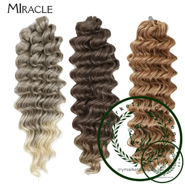 MIRACLE Crochet Hair Extensions 30 Inch 70CM Deep Wave Braiding Hair Bundles Synthetic Crochet Braids Hair Water Wave Fake Hair - Image 2