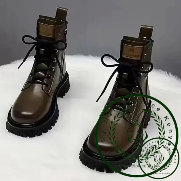 2024 Autumn/Winter New Round Head Short Tubed Youth Street Knight Boots Lace up Short Boots Flat Bottom Women's Shoes Boots