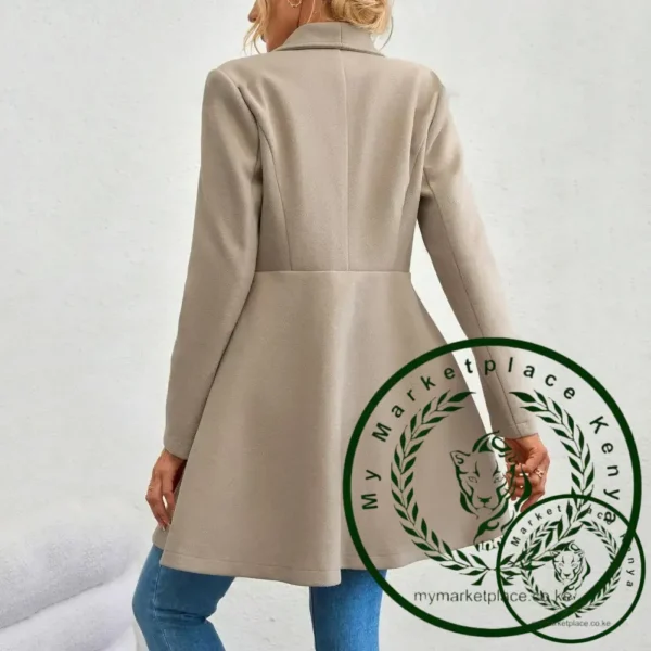 Lapel Collar Coat Women Overcoat Jacket Stylish Windproof Overcoat Jacket with Lapel Collar for Spring Autumn Female Outerwear - Image 5
