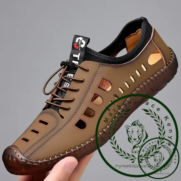 2024 Summer Men Sandal Hollow Casual Sneakers Male Outdoor Non-slip Beach Sandals Slip-On Casual Shoes for Man Soft Flat Shoes