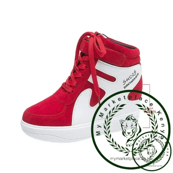 Red Sneakers Women 2024 New High Top Platform Casual Wedges Autumn Winter Female Black Internal Increase Vulcanize Shoes Lace-up - Image 6