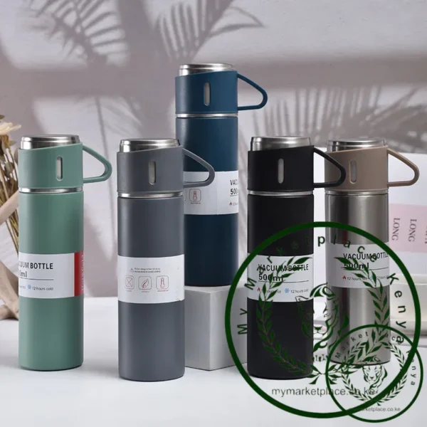 500ML Stainless Steel Vacuum Flask Gift Set Office Business Style Thermos Bottle Outdoor Hot Water Thermal Insulation Couple Cup - Image 2