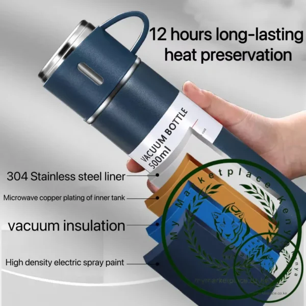 500ML Stainless Steel Vacuum Flask Gift Set Office Business Style Thermos Bottle Outdoor Hot Water Thermal Insulation Couple Cup - Image 5