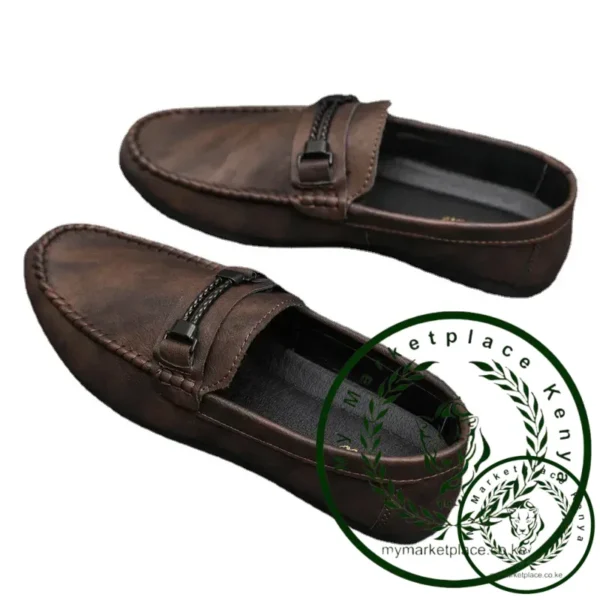 Men's Formal Summer Soft Sole Business Work Shoes Waterproof Lightweight Genuine Leather Men's Loafers Men's Flat Breathable - Image 5