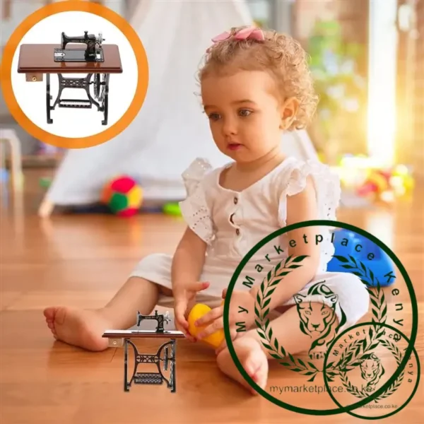 1Pc Miniature Sewing Machine Dollhouse Furniture Accessory Vintage Model House Decoration Mini Sewing Machine Wooden Material - Image 2