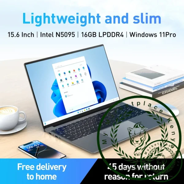 SUXI MantaBook Pro 15.6" Large-Screen Business Laptop | 16GB RAM + 256GB SSD | Intel N5095 Processor | Fingerprint Unlock