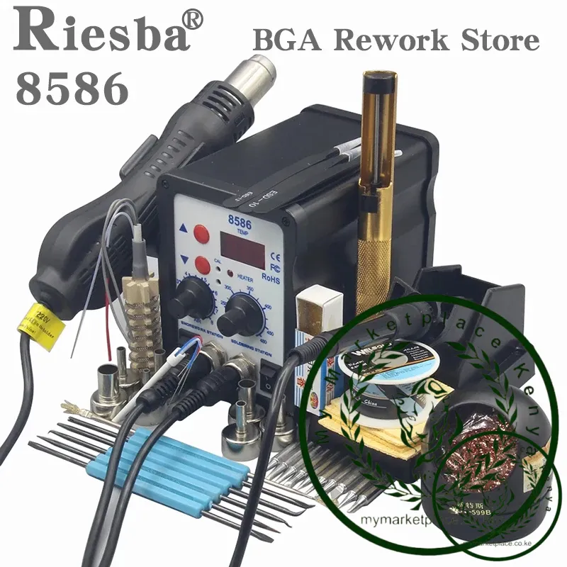 2 in 1 Soldering station LCD Digital Display Welding Rework Station For cell-phone BGA SMD PCB IC Repair Solder Tools 8586