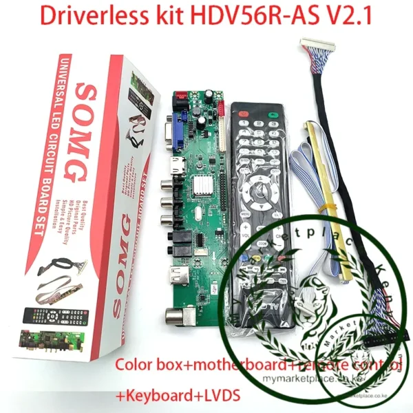 Drive-free V56 chip motherboard HDV56R/U-AS V2.1 Single AV TV motherboard English jump cap with color box in multiple resolution