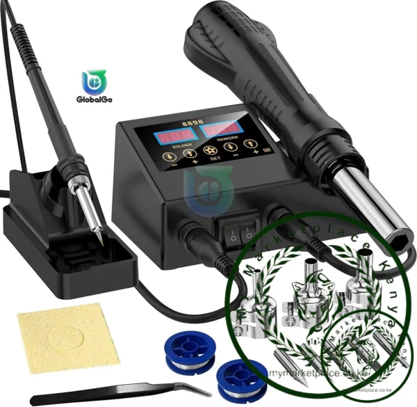 8898 SMD Rework Soldering Station 2 In 1 Hot Air Soldering Iron LCD Digital Display Welding Station For BGA PCB IC Repair