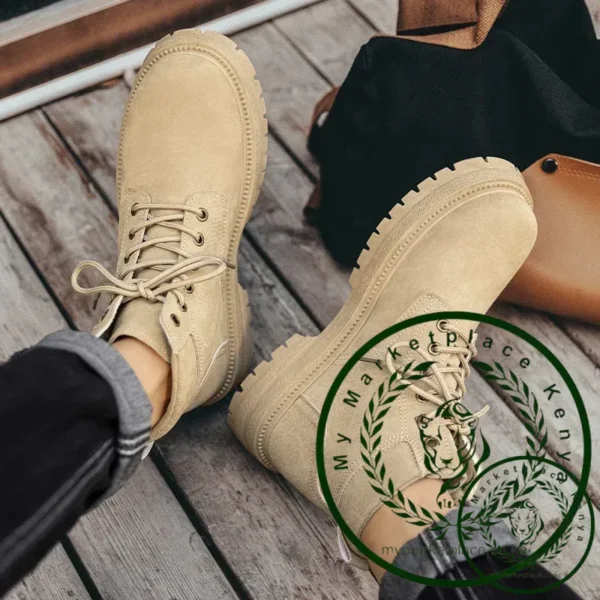 Men's Vintage Suede Ankle Boots Autumn Combat Boots Fashion Lace Up Winter Outdoor Warm Leisure Shoes Lace Up Botas - Image 5