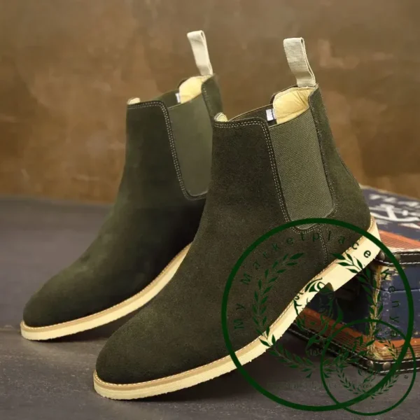 Man Retro Suede Genuine Leather Chelsea Boots Men Fashion Short Ankle Boot Casual British Style High-Top Shoes
