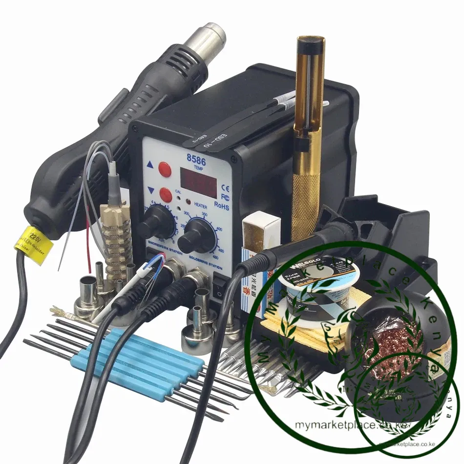 2 in 1 Soldering station LCD Digital Display Welding Rework Station For cell-phone BGA SMD PCB IC Repair Solder Tools 8586 - Image 2