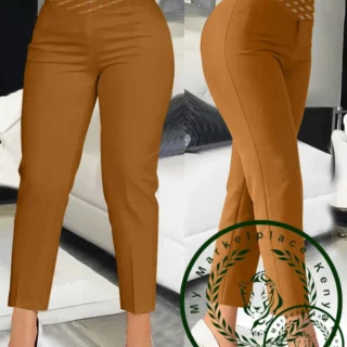 Summer Pants for Women Loose Fashion Overlap Waist Hollow Out Work Pants Spliced Solid Color Thin Feet Capris Office Lady