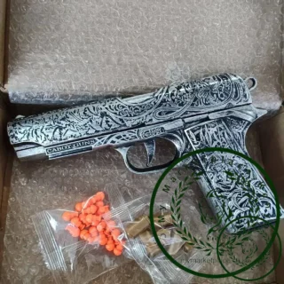 Carved Retro M1911 Shell Ejecting Toy Gun Soft Bullet Handgun Continuous Firing Outdoor Game Shooting Pistol for Kids Adults