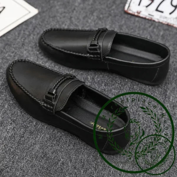 Men's Formal Summer Soft Sole Business Work Shoes Waterproof Lightweight Genuine Leather Men's Loafers Men's Flat Breathable - Image 3