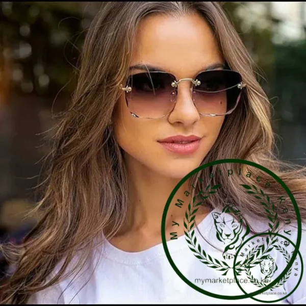 2023 New Rimless Women's Sunglasses Fashion Gradient Lenses Sun glasses Lady Vintage Alloy Legs Classic Designer Shades UV400 - Image 3