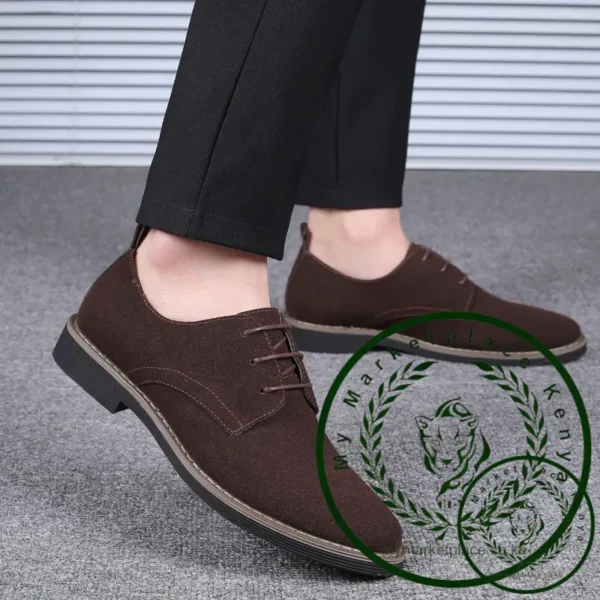 Plus Size 38-48 Men Casual Shoes Men's Suede Shoe Lace Up Blue Oxford Shoes for Men Flats Luxury Breathable Dress Shoes for Male - Image 4