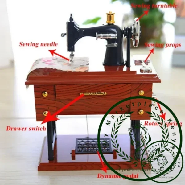 Portable Sewing Machine Sky City Retro Sewing Machine Gift Music Box 1pc - Image 3