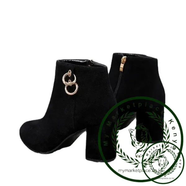 Retro Plush Warm Autumn Winter Women's Boot Vintage Block Heel Ankle Boots Zipper High Heels Women Shoes Big Sizes 43 - Image 4
