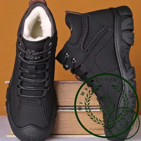 Snow Boots Winter Cotton Man Ankle Boots Non-slip Men Work Shoes Quality Lace Up Waterproof Leather Male Boots Bota Masculina - Image 2