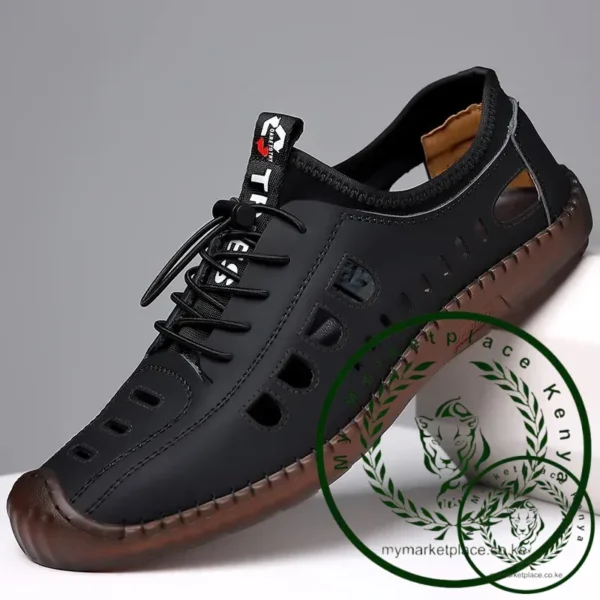 2024 Summer Men Sandal Hollow Casual Sneakers Male Outdoor Non-slip Beach Sandals Slip-On Casual Shoes for Man Soft Flat Shoes - Image 5