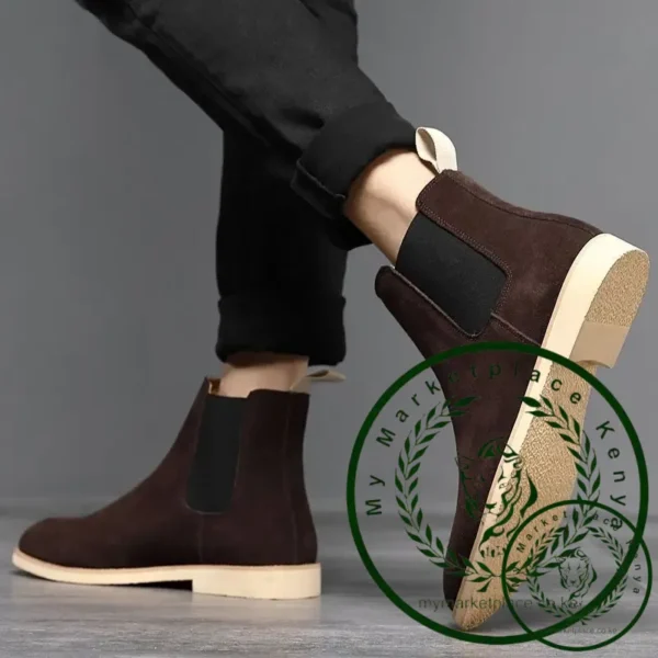 Man Retro Suede Genuine Leather Chelsea Boots Men Fashion Short Ankle Boot Casual British Style High-Top Shoes - Image 4