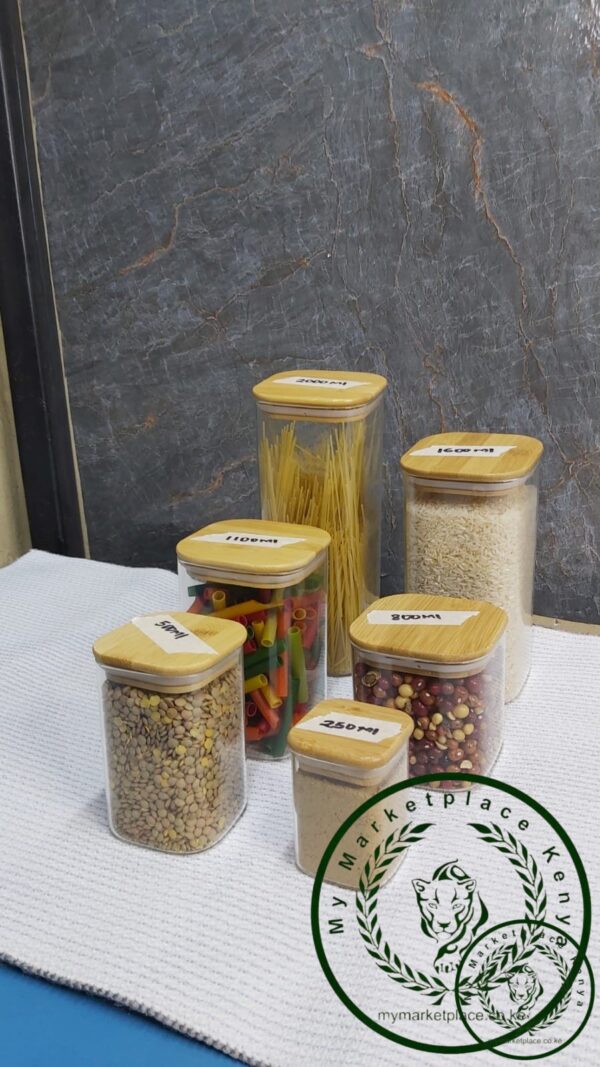 Square bamboo lids glass jar - Image 2