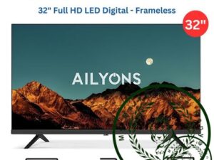 AILYONS LET3208W 32" FHD Frameless Digital LED TV Inbuilt Decoder DVB T2/S2 - USB-HDMI-VGA - Black , (1YR WRTY)