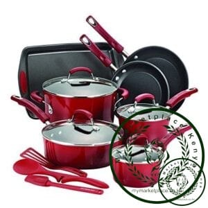 Premium red 12pcs cookware set