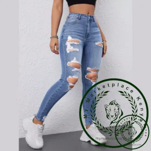 Women's Breathable Casual Denim Skinny Ripped(MOQ 200PCS)