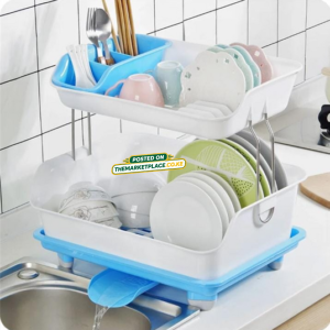 2 Tier Dish Rack with Drainage Tray